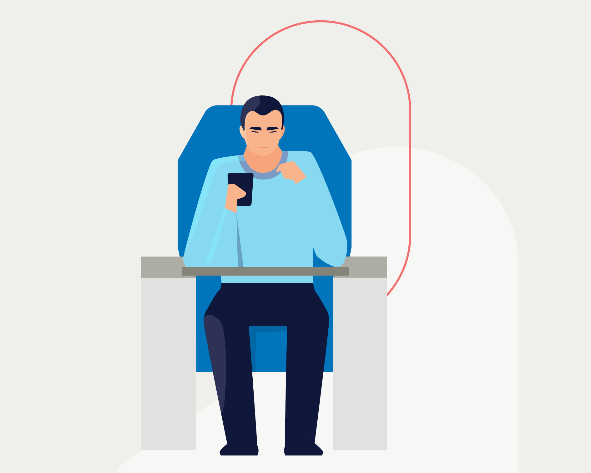 Man with Phone on Plane